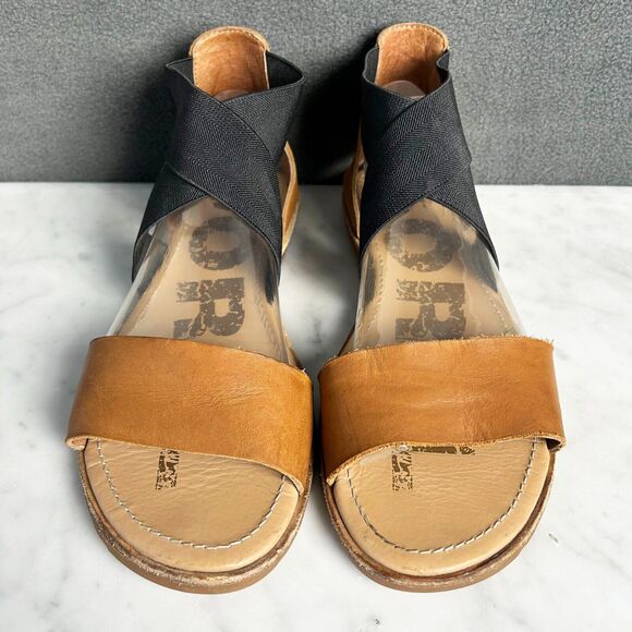 Sorel Ella Tan Leather Black Elastic Strap Sandal - Women's 8.5 - Picture 3 of 8
